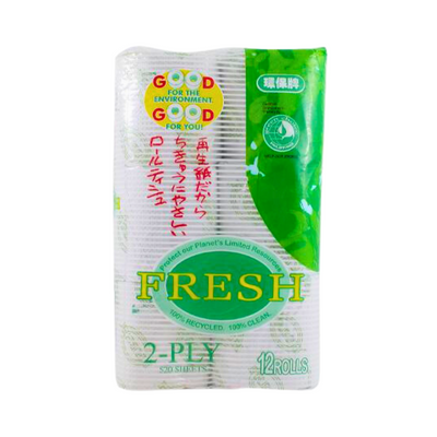 Fresh Bathroom Tissue 2-Ply Jumbo Pack 260 Pulls 520 Sheets x 12 Rolls
