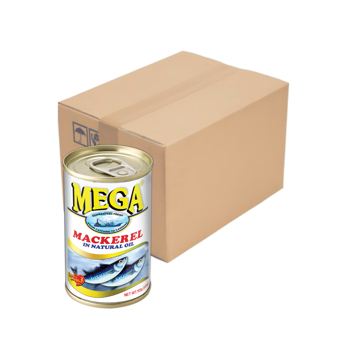 Mega Mackerel in Natural Oil 155g x 50 pcs