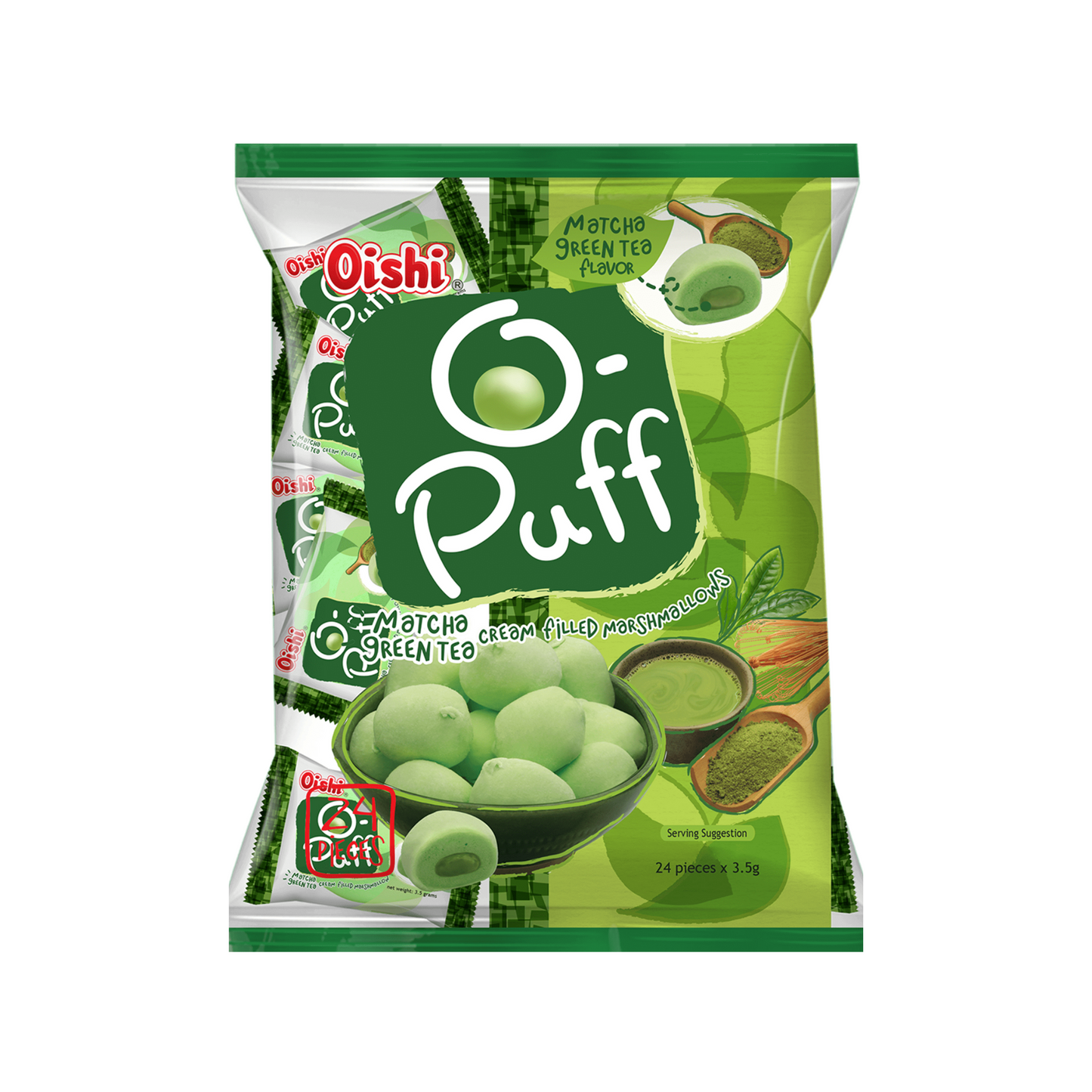 O-Puff Cream Filled Marshmallow Matcha Green Tea 84g
