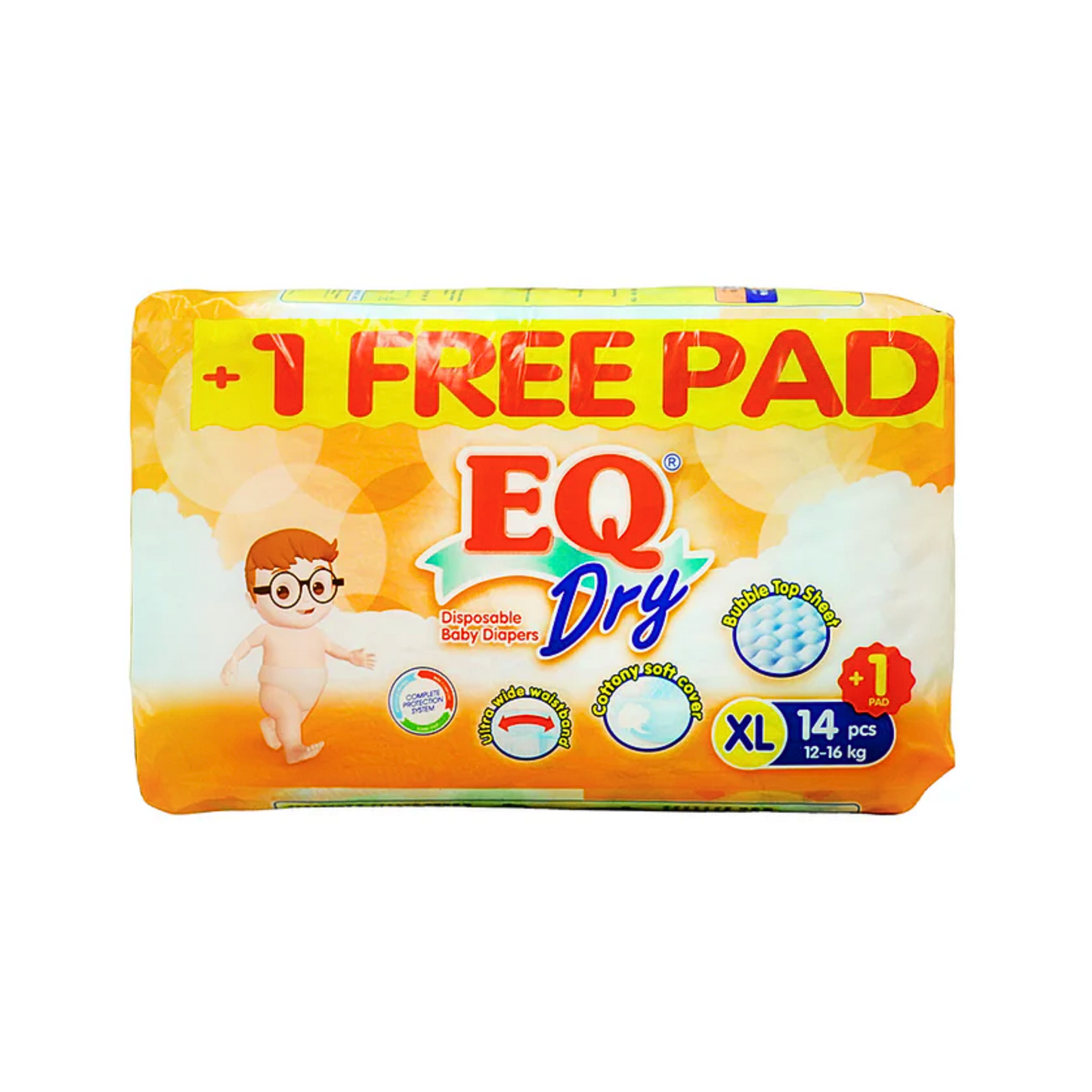 EQ Dry Baby Diapers Travel Pack XL x 14 pcs + 1 Free