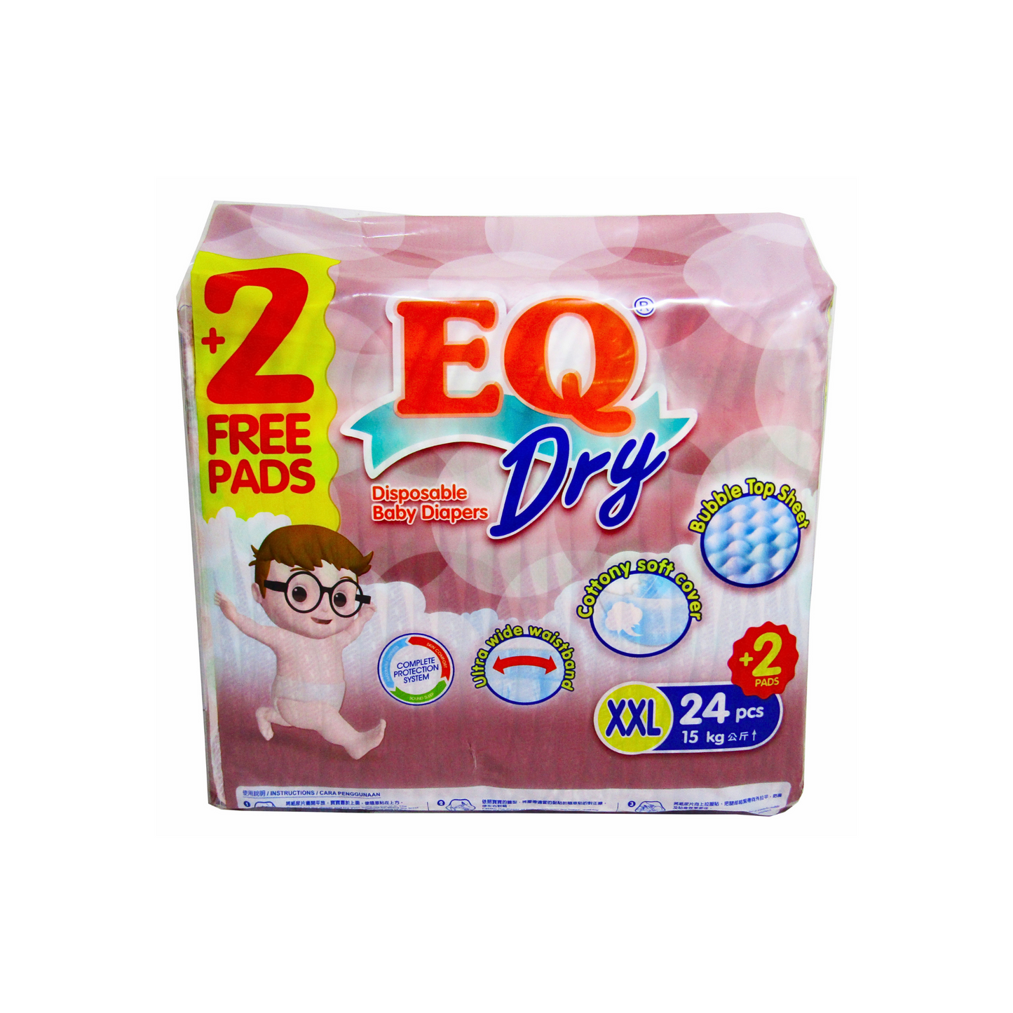 EQ Pants Baby Diapers Big Pack XXLarge x 24 pcs + 2 Free