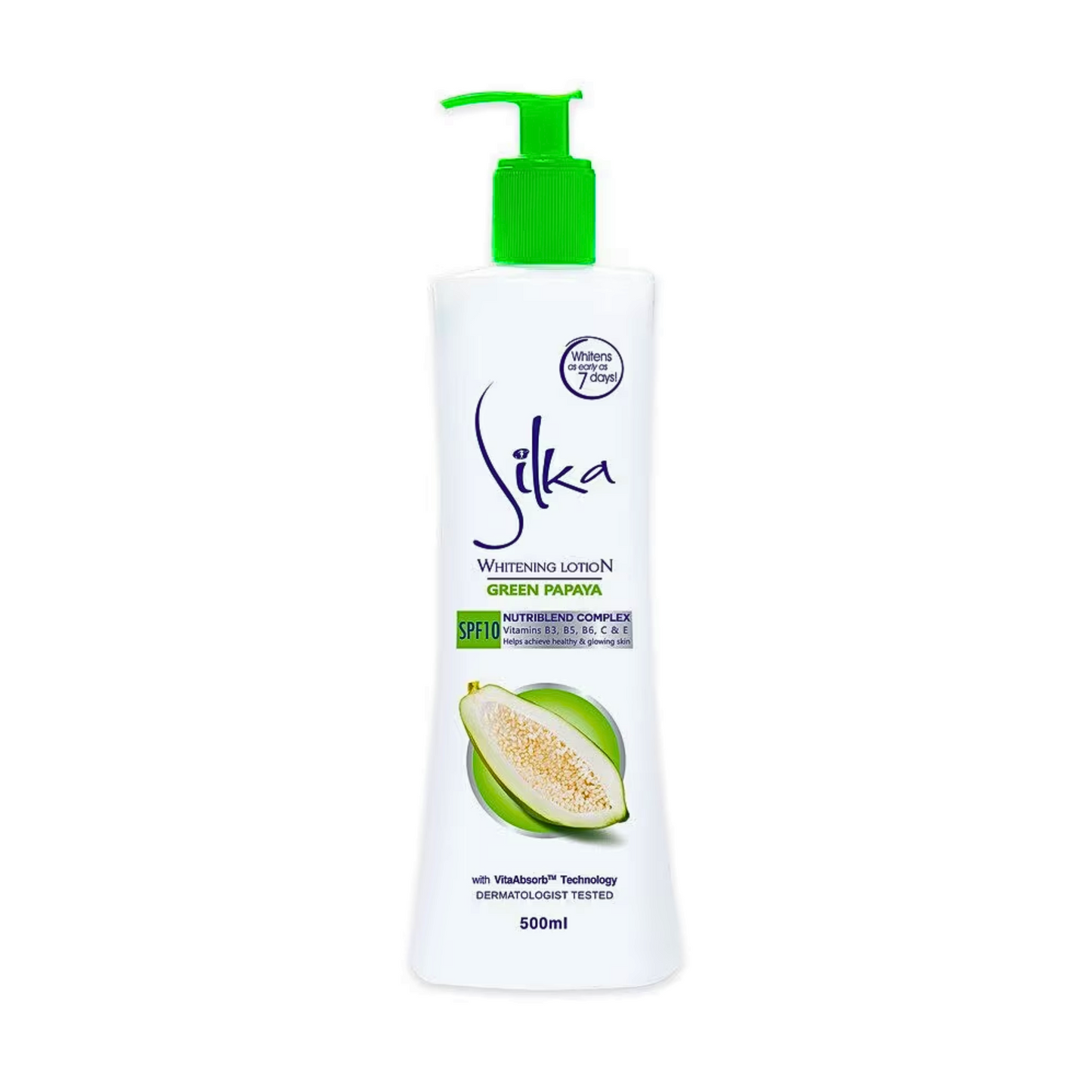 Silka Whitening Lotion Green Papaya SPF10 500mL