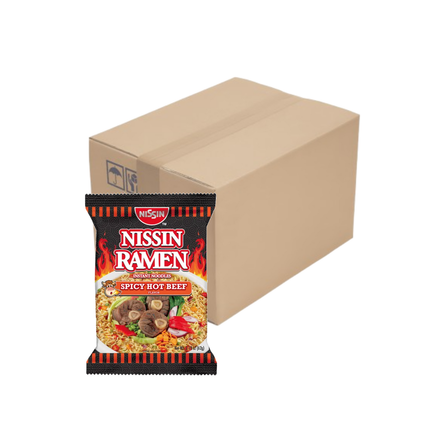 Nissin Ramen Spicy Hot Beef 62g x 72 pcs