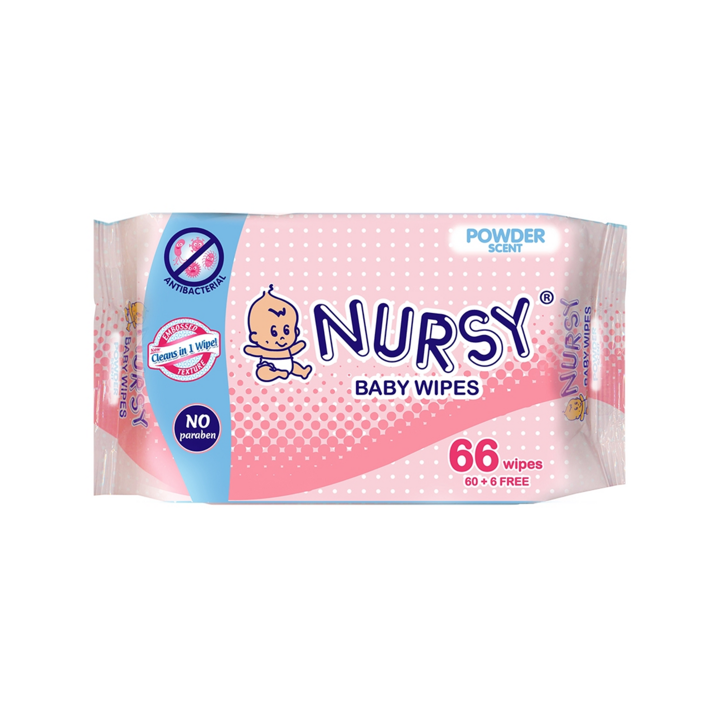 Nursy Baby Wipes in Powder Scent 66 Sheets