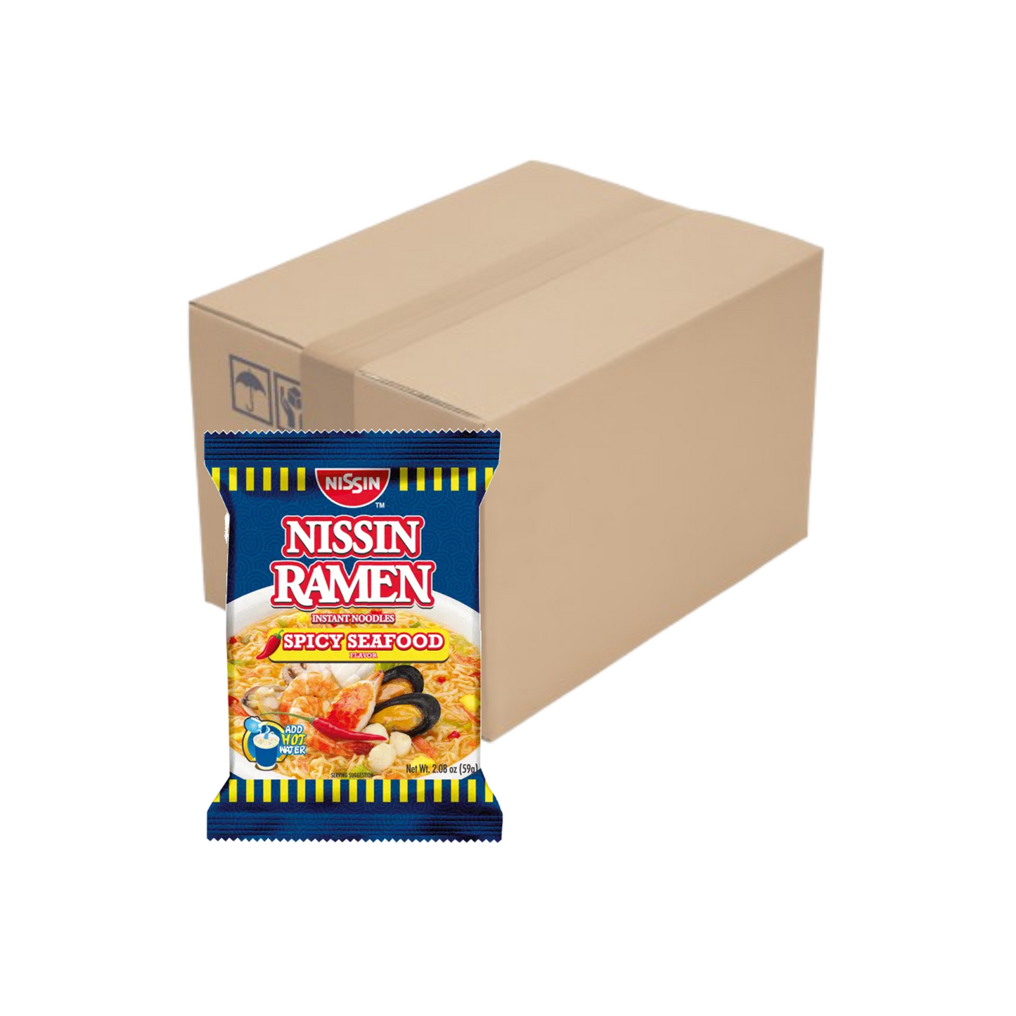 Nissin Ramen Noodles Spicy Seafood Pouch 59g x 72 pcs