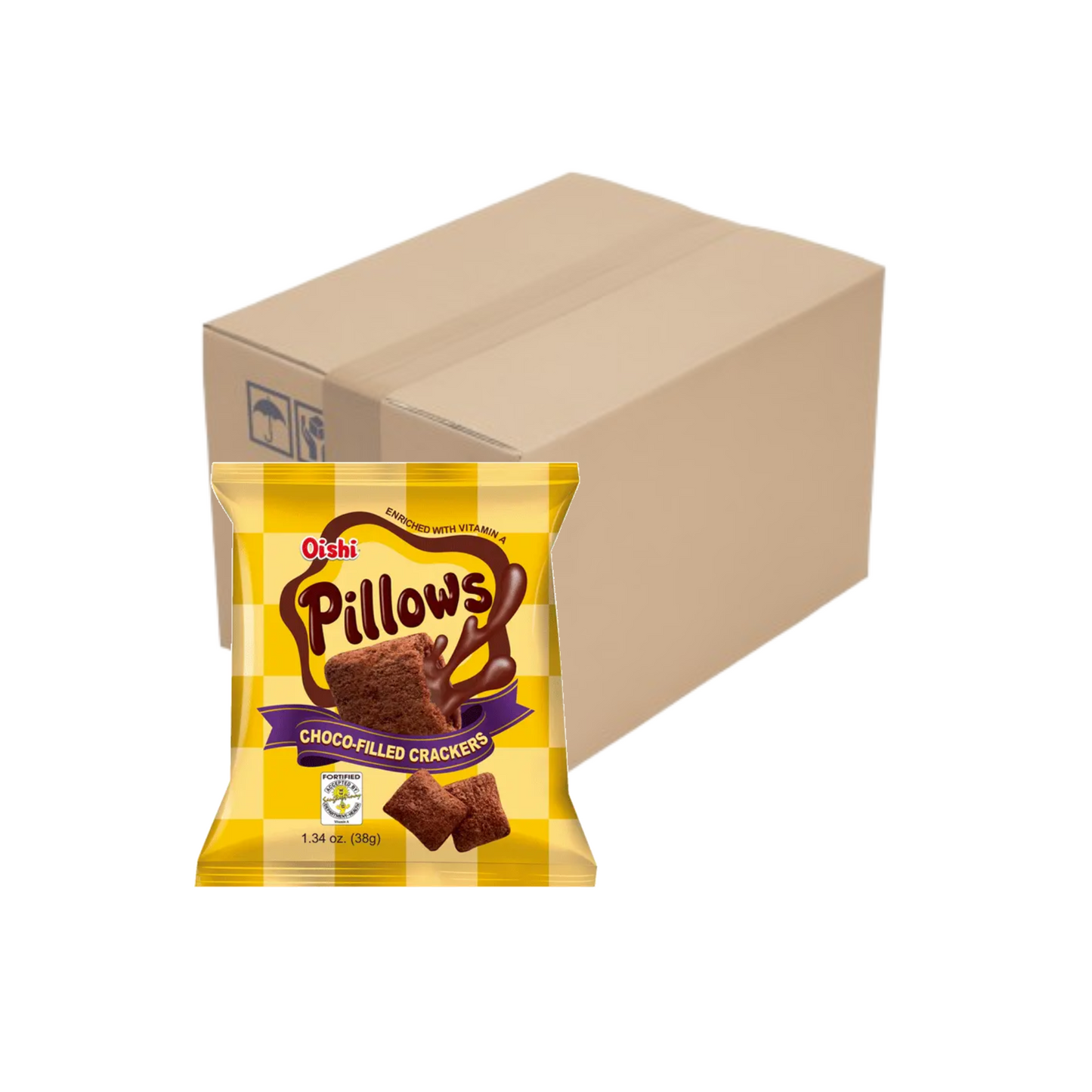 Oishi Pillows Choco-Filled Crackers 38g x 100 pcs