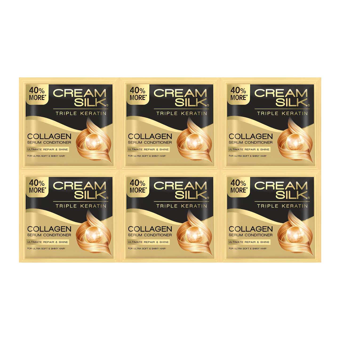 Cream Silk Triple Keratin Rescue Ultimate Repair & Shine Conditioner 14ml x 6 Sachets