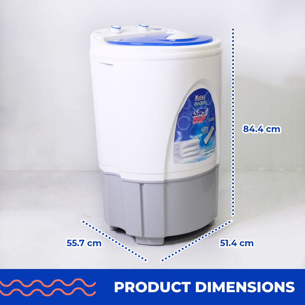 Astron ST 8584 Single Tub Washing Machine - 8.5 kg Capacity | Heavy Duty | Durable | Efficient | Free Washboard