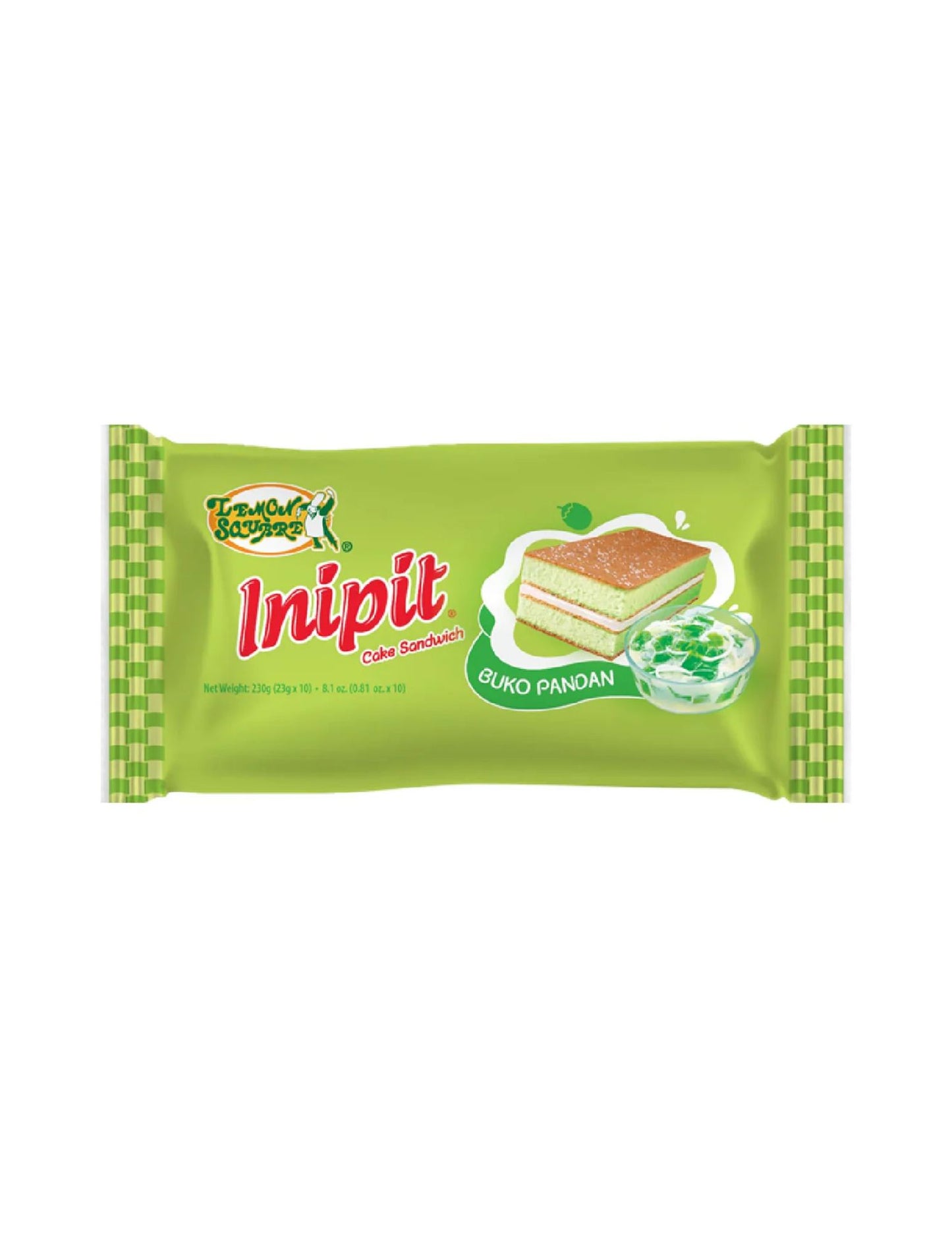 Lemon Square Inipit Buko Pandan Cake Sandwich 23g x 10 Sachets