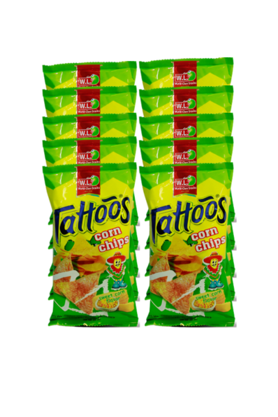 Tattoos Corn Chips Sweet Corn Flavor 58g x 10 pcs