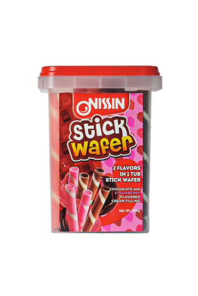 Nissin Stick Wafer Tub Chocolate & Strawberry Flavor 264g