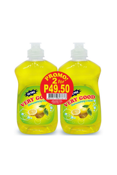 Ultra Very Good Dishwashing Liquid Lemon 250ml x 2 pcs