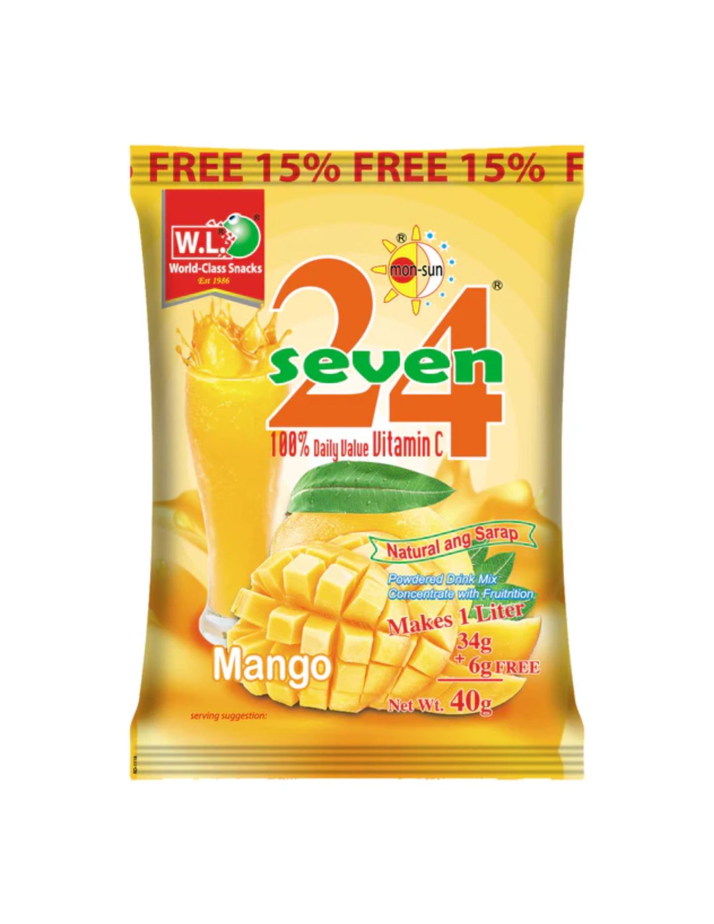 24 Seven Mango Powdered Drink Mix 40g