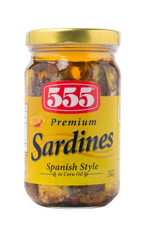 555 Sardines Premium Hot Spanish Style in Bottle 230g