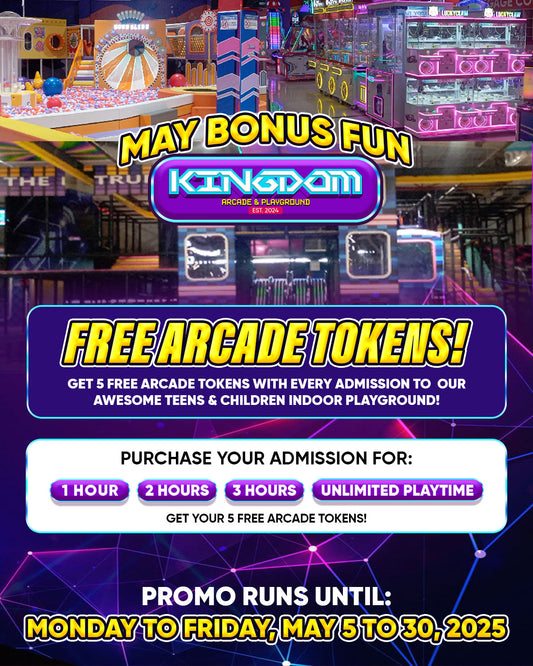 🎉 𝐌𝐀𝐘 𝐁𝐎𝐍𝐔𝐒 𝐅𝐔𝐍 𝐚𝐭 𝐊𝐈𝐍𝐆𝐃𝐎𝐌 𝐀𝐫𝐜𝐚𝐝𝐞 & 𝐏𝐥𝐚𝐲𝐠𝐫𝐨𝐮𝐧𝐝!🎮✨