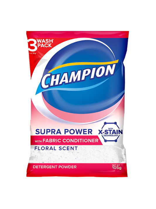 Champion Detergent Powder Supra Power with Fabric Conditioner Floral Fresh 105g