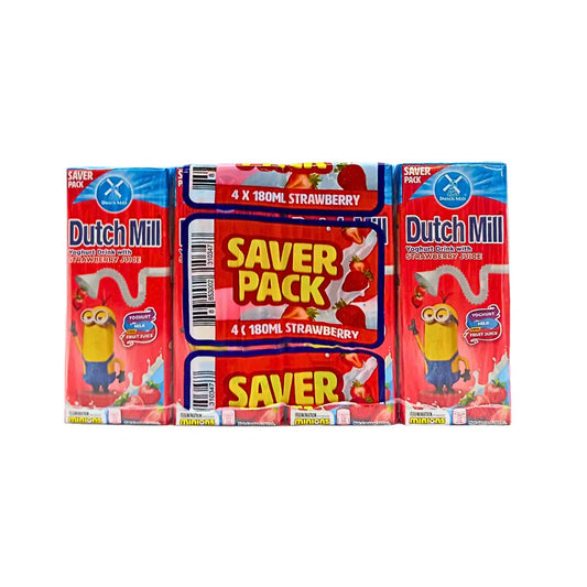 Dutch Mill Yoghurt Drink with Strawberry Juice Saver Pack 180ml x 4 pcs