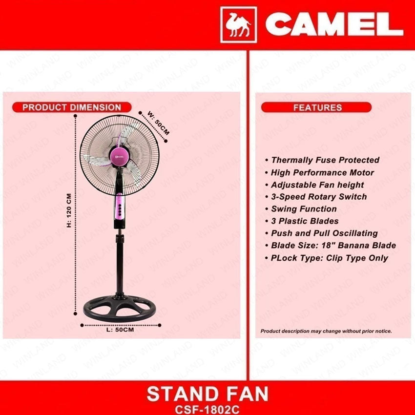 Camel Appliances 18 Inches Stand Fan / Electric Fan CSF-1802C