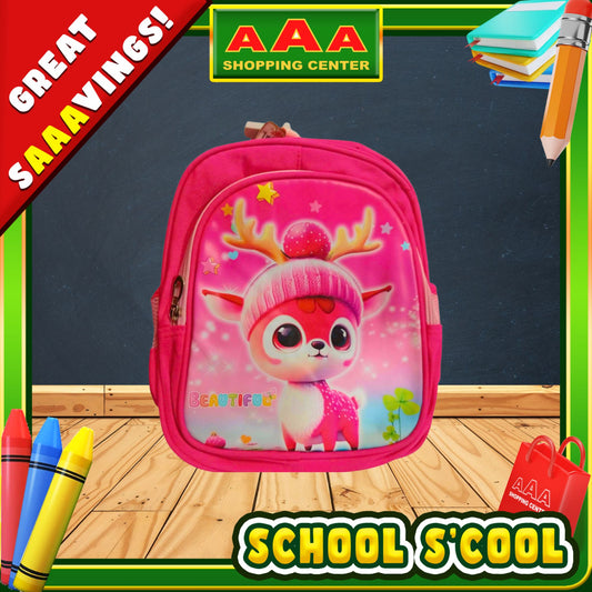 [School Sale] Beautiful Deer Character School Bag – Pink