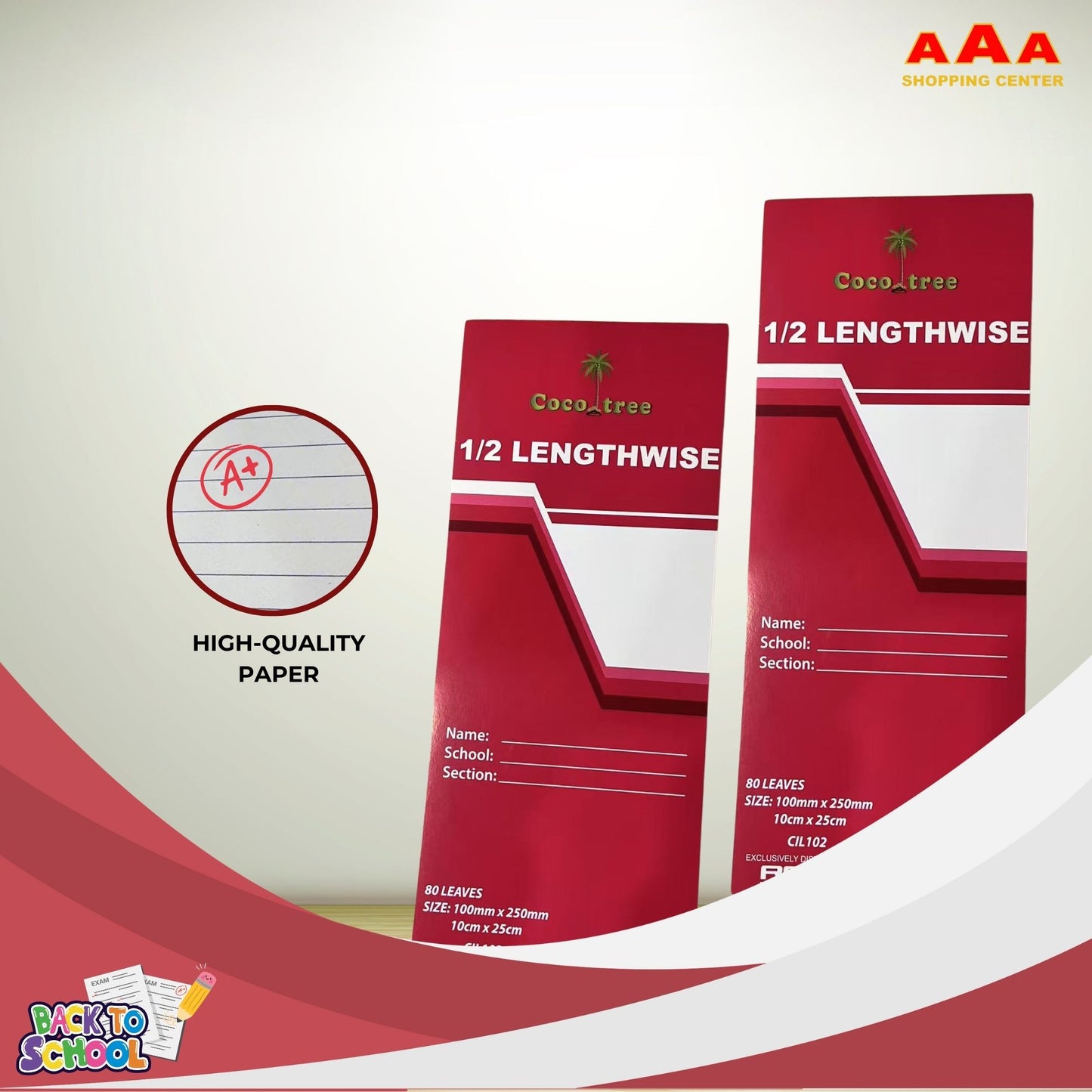 [School Sale] Coco Tree Quiz Pad 1/2 Lengthwise x 80 Leaves