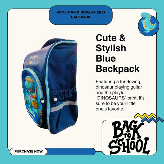 [School Sale] Kids Backpack - Dinosaurs Playing Guitar