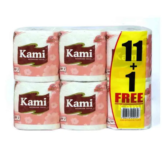 Kami Bathrom Tissue 2-Ply 150 Pulls 300 Sheets x 11+1 Rolls