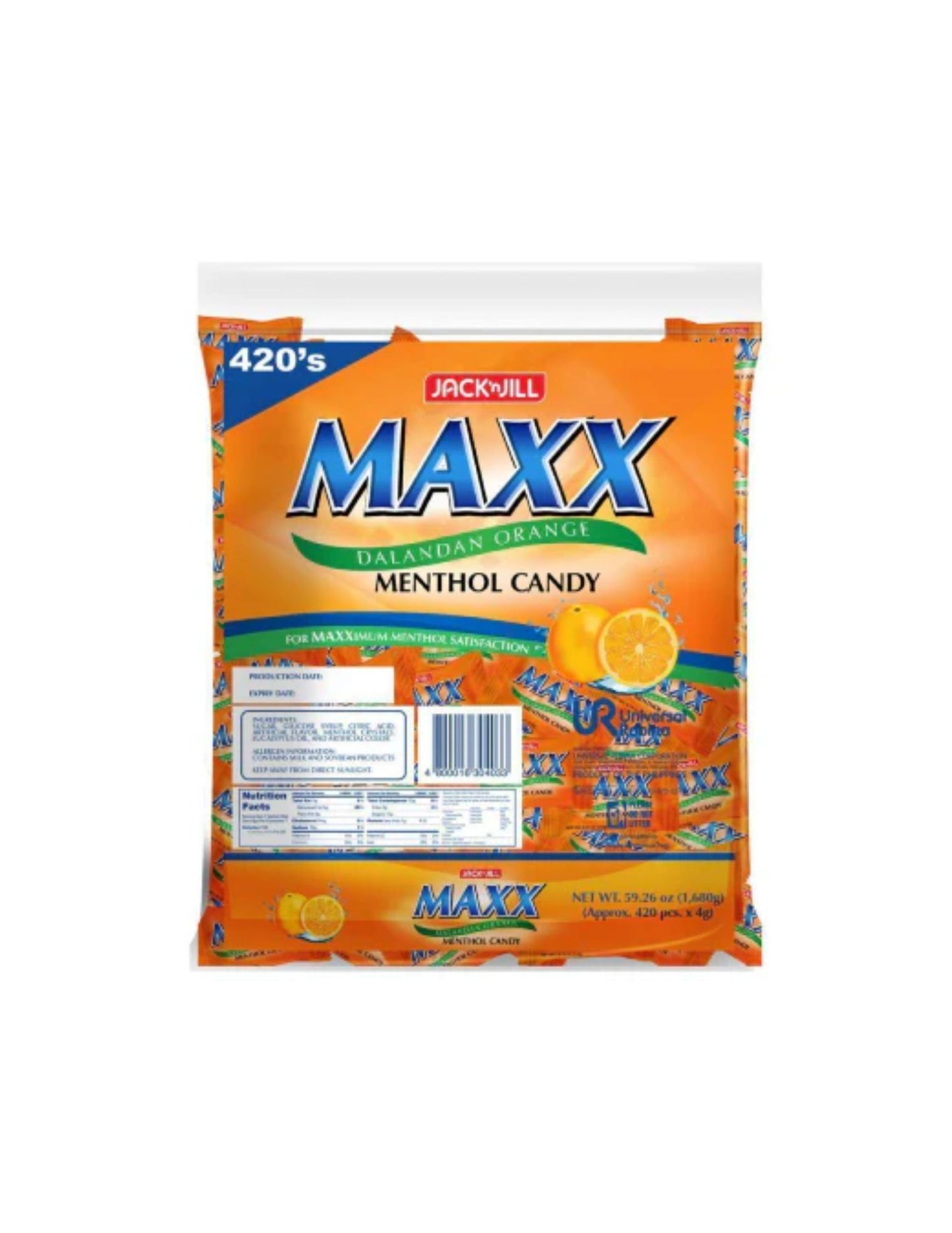 Jack 'n Jill Maxx Dalandan Orange Menthol Candy 420pcs