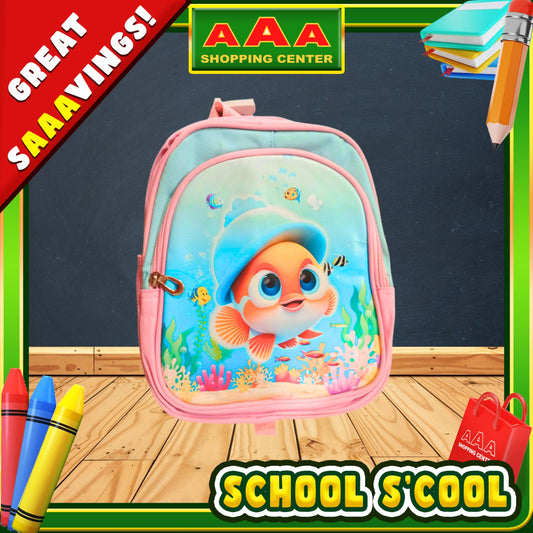 [School Sale] Cute Fish Character School Bag – Pink & Ligh Blue