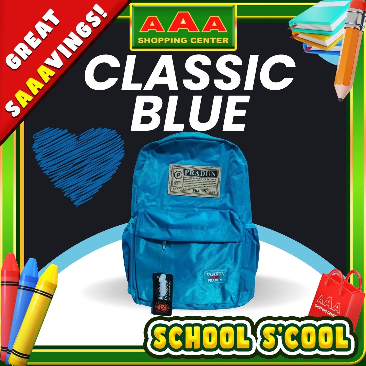 [School Sale] Pradun Teens Backpack - Classic Blue