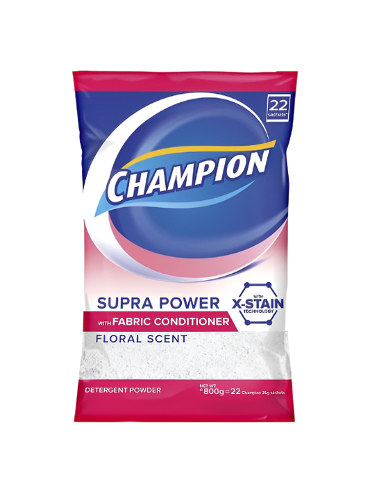 Champion Detergent Powder Supra Power with Fabric Conditioner Floral Fresh 800g