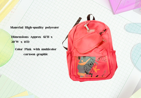 [School Sale] Pink Fashion Backpack with Cartoon Print