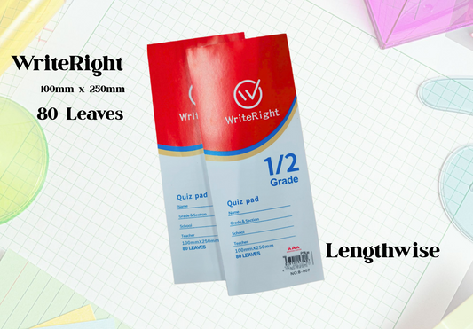 [School Sale] WriteRight Quiz Pad 1/2 Lengthwise x 80 Leaves