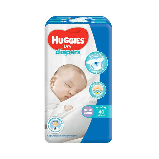 Huggies Dry Baby Diapers Economy Newborn x 40 pcs