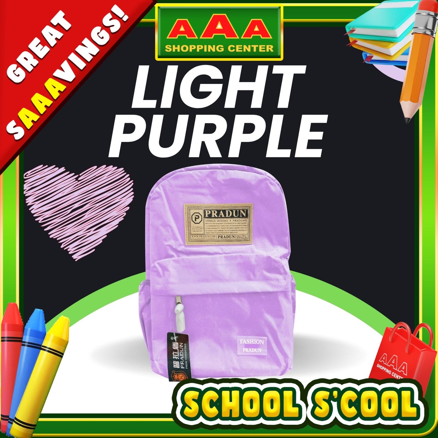 [School Sale] Pradun Teens Backpack - Light Purple