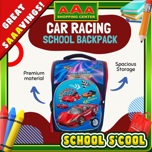 [School Sale] Kids Backpack - Racing Cars