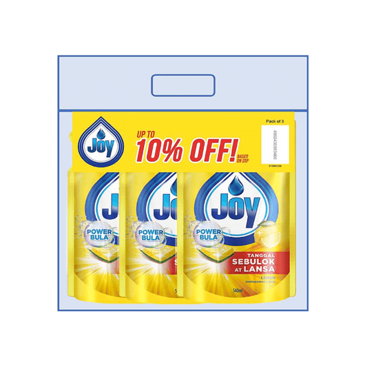 (10% OFF) Joy Dishwashing Liquid Lemon Refill 540ml x 3 pcs