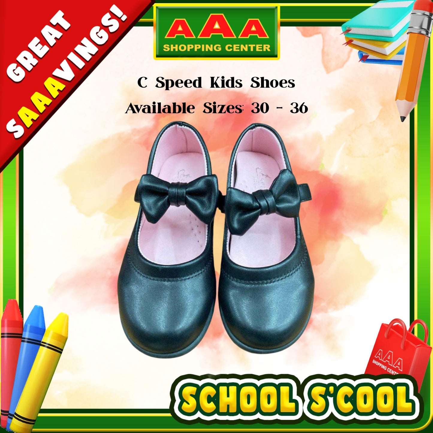 [School Sale] C Speed Kids Girl Black Shoes
