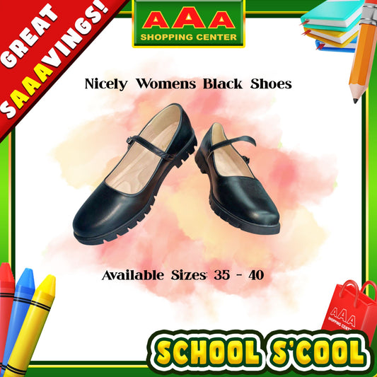 [School Sale] Nicely Ladies Black Strap Shoes – Chunky Sole