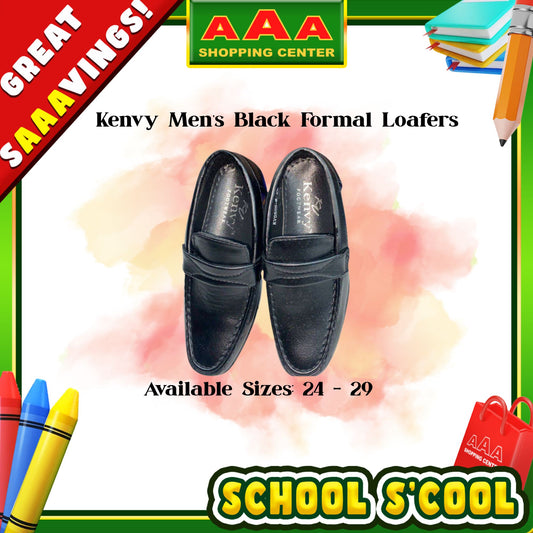 [School Sale] Kenvy Boys Kids Black Formal Loafers