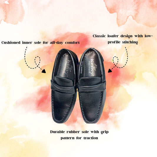 [School Sale] Kenvy Boys Kids Black Formal Loafers