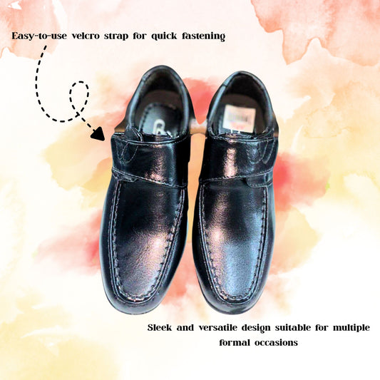 [School Sale] C Speed Men's Black Formal Velcro Shoes