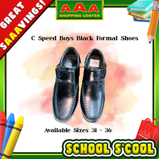 [School Sale] C Speed Men's Black Formal Velcro Shoes