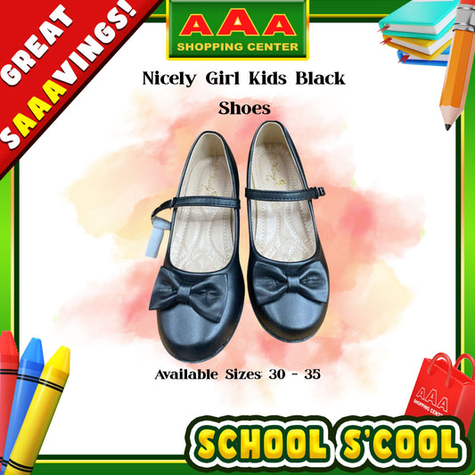[School Sale] Nicely Girls Black Shoes – Bow Design with Strap
