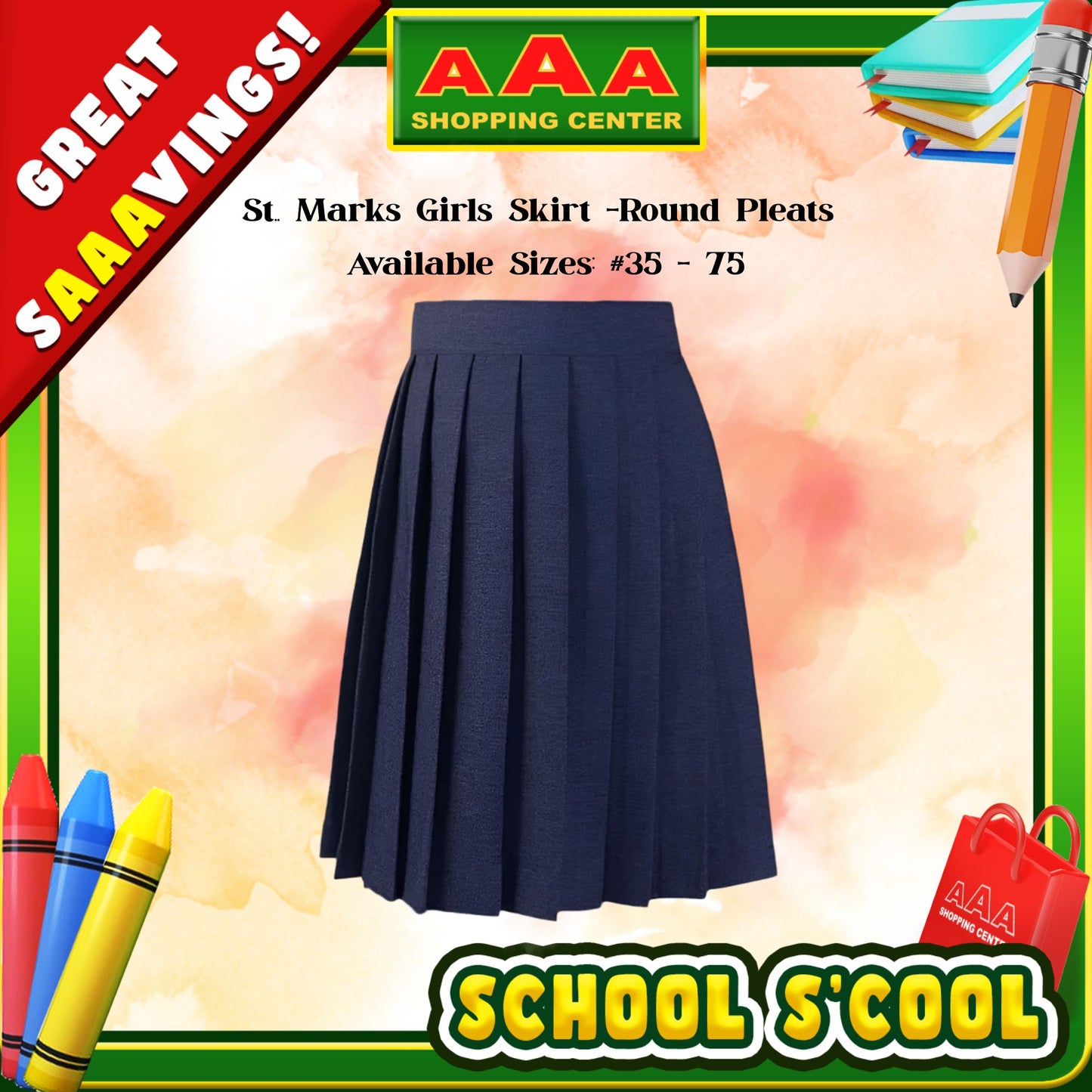 [School Sale] St. Marks Katrina Girls Skirt – Round Pleats
