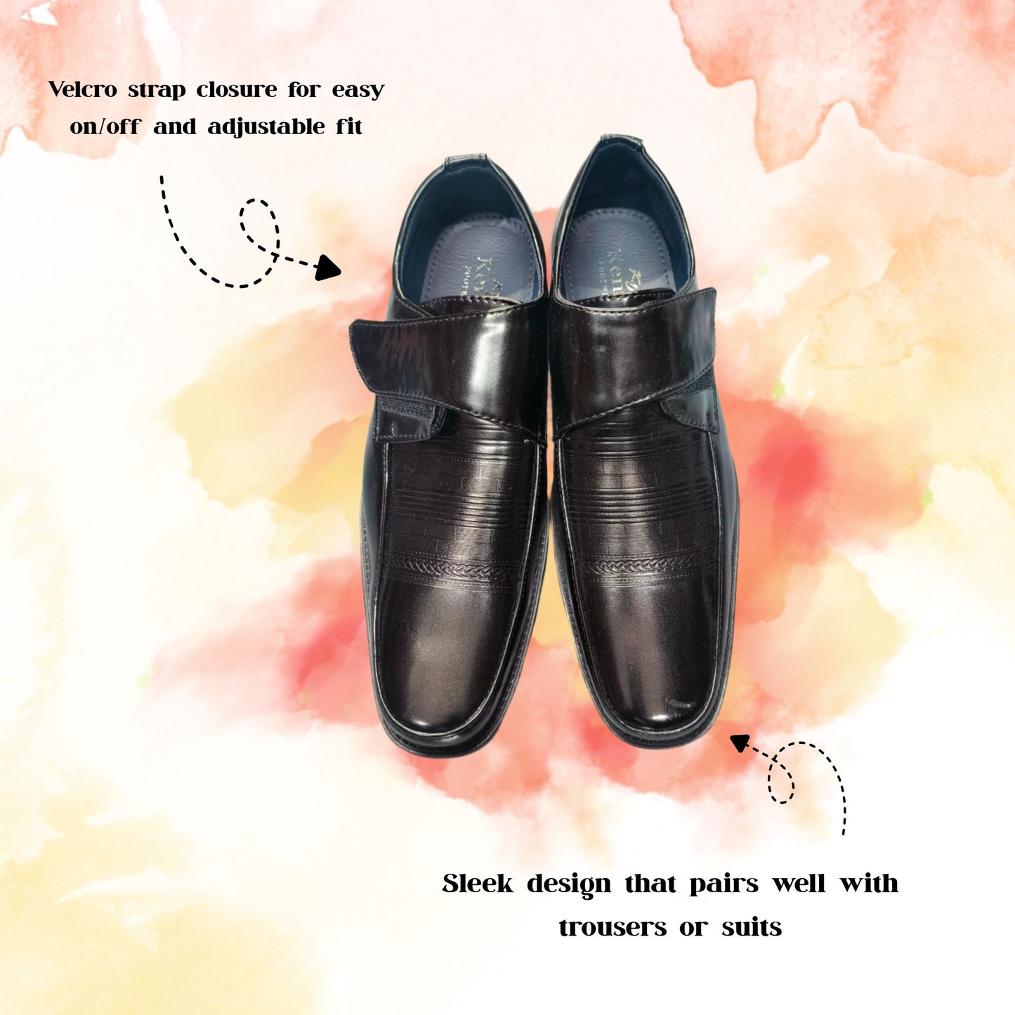 [School Sale] Kenvy Mens Black Formal - Velcro