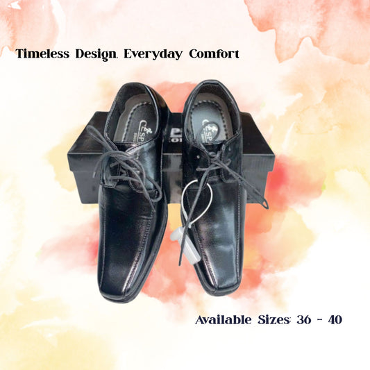 [School Sale] C Speed Men's Black Formal with Lace Shoes