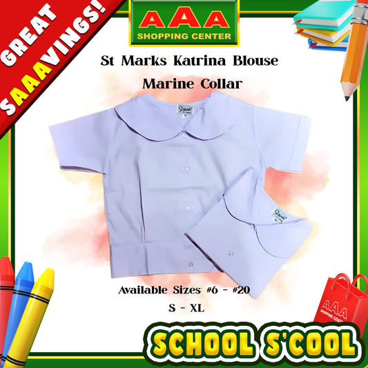 [School Sale] St. Marks Katrina Girls Blouse – Marine Collar