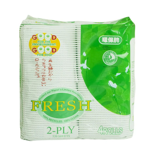 Fresh Bathroom Tissue Jumbo Pack 2-Ply 260 Pulls 520 Sheets x 4 Rolls