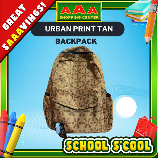 [School Sale] Pradun Teens Backpack - Urban Print Tan
