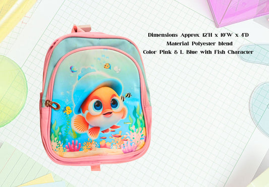 [School Sale] Cute Fish Character School Bag – Pink & Ligh Blue